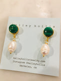 Malachite Pearl Earrings