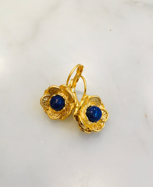 Byzantine Lapis Flower Earrings