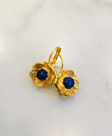 Byzantine Lapis Flower Earrings