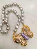 Shimmering Butterfly with Pearls