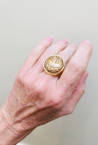 Art Deco sun Moon Ring