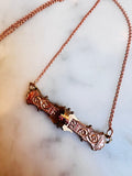 Garnet Rose Gold Victorian Bar Necklace