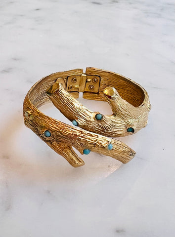 Coral Branch Cuff with Turquoise